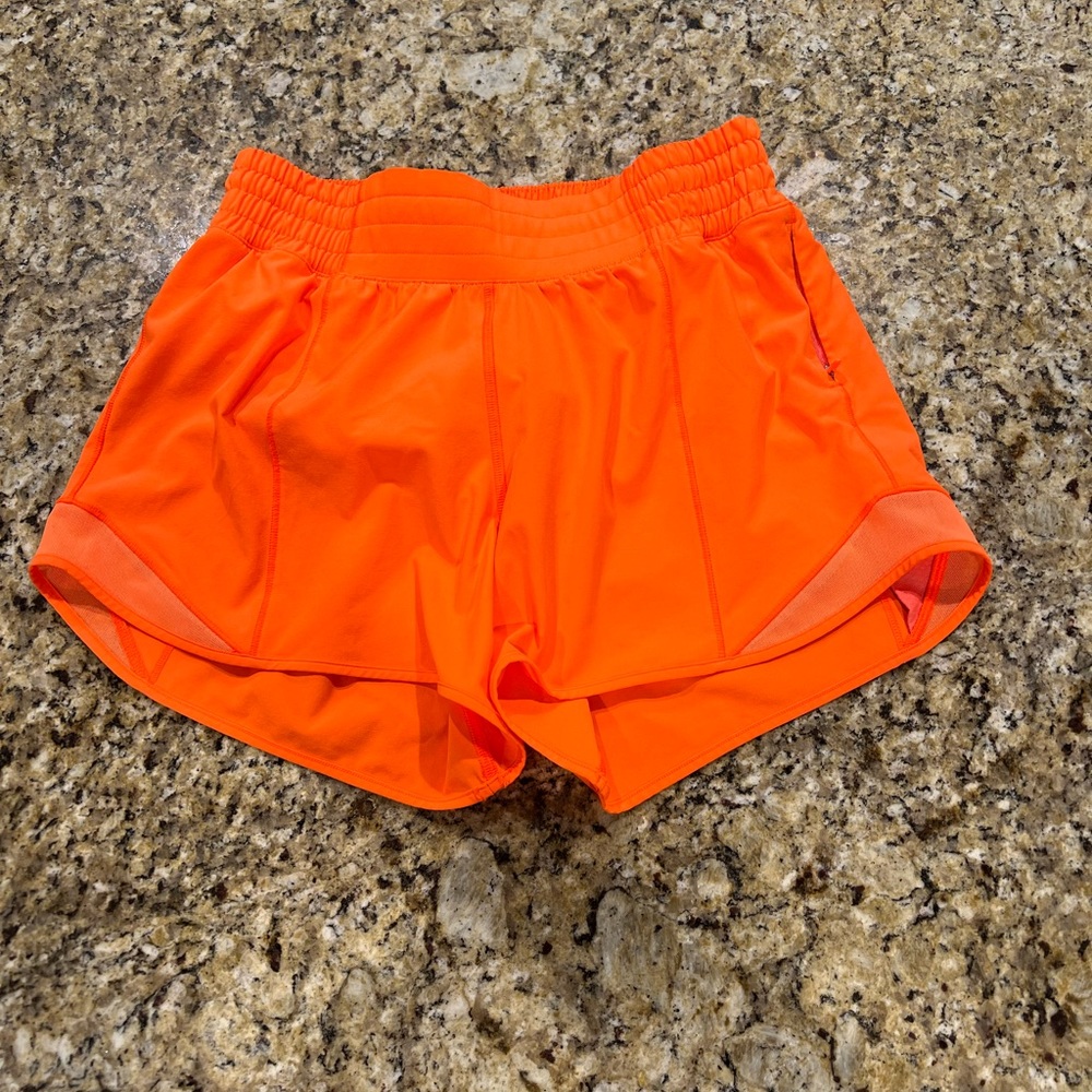 Orange Lululemon Hotty Hot Shorts Size 4. Worn Twice